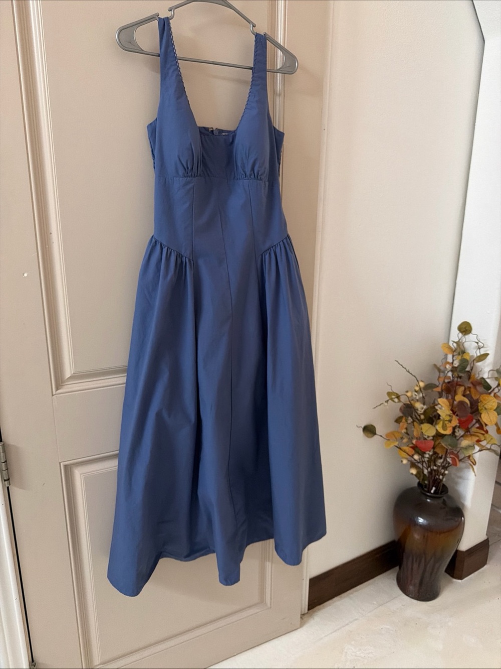 Abercrombie & Fitch 100% Cotton Pockets Blue Women's cinch Maxi  Dress coquette